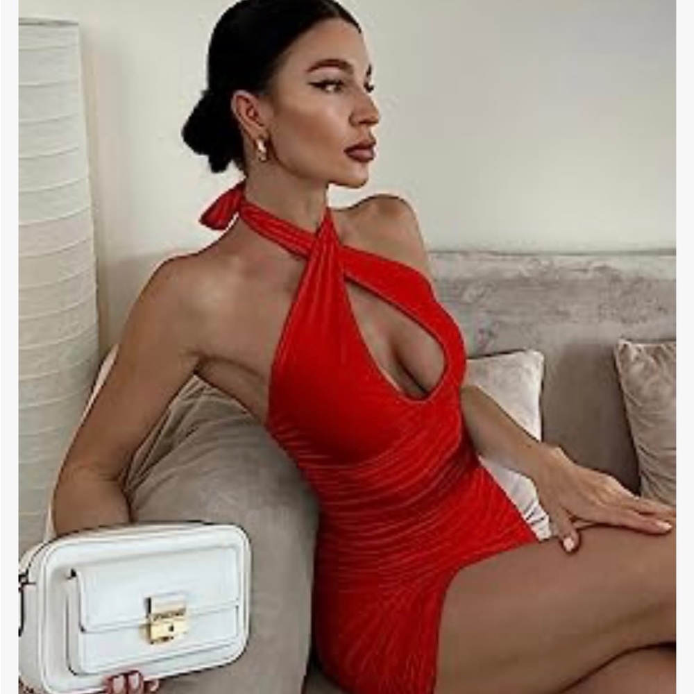 Amazon Bodycon Ruched Halter Dress